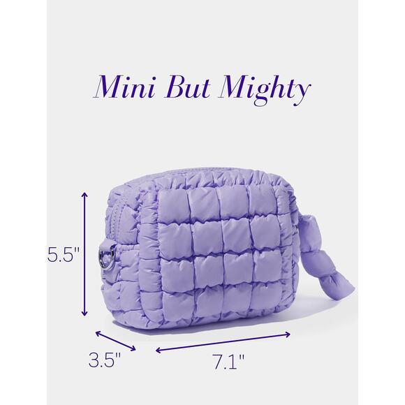 Quilted Makeup Bag Small Lavender Puffer Cosmetic Organizer Travel Pouch Soft - Picture 2 of 7